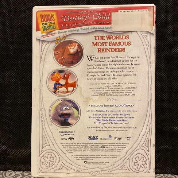 Rudolph the Red-Nosed Reindeer (DVD, 2004) w/ Bonus CD Destiny's Child - used - Picture 2 of 4
